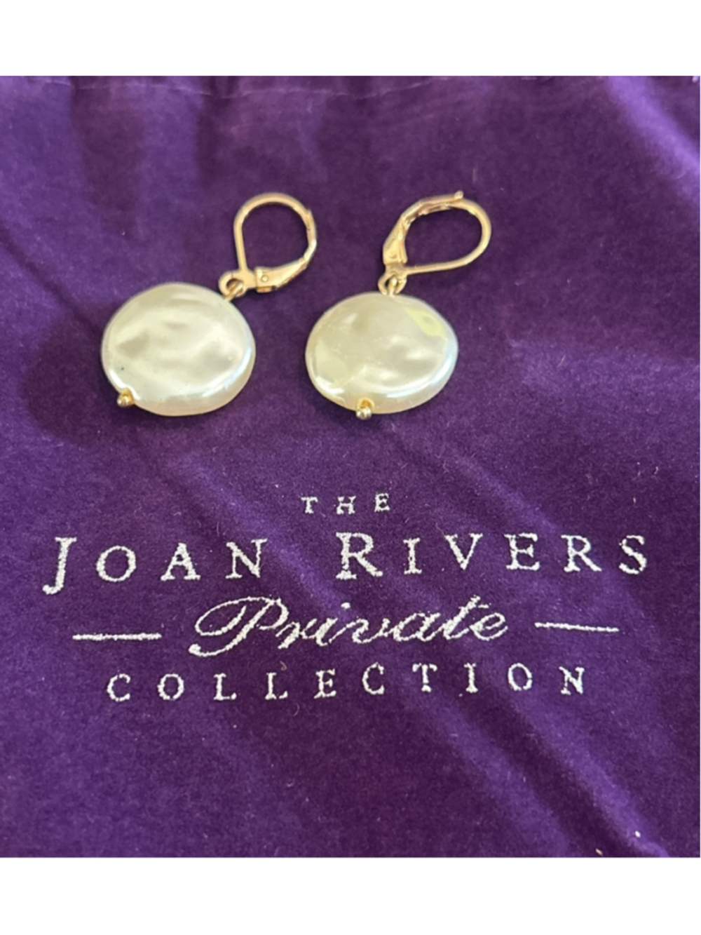 Women's Joan Rivers button pearl lever back Earrings One Size Gold White